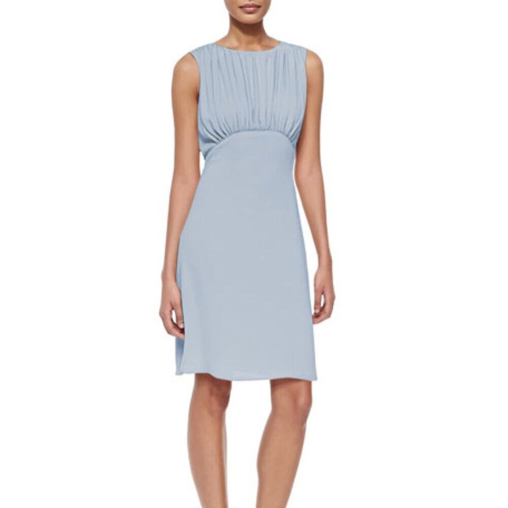 L'Agence Size 2 Baby Blue Sleeveless Dress with Shirred Bodice